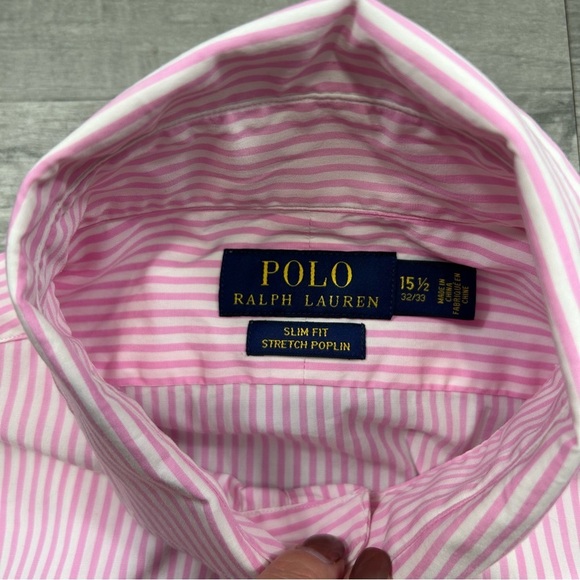 Polo Ralph Lauren Men's Pink Striped Slim Fit Button-Down Long Sleeve Shirt - Picture 6 of 9
